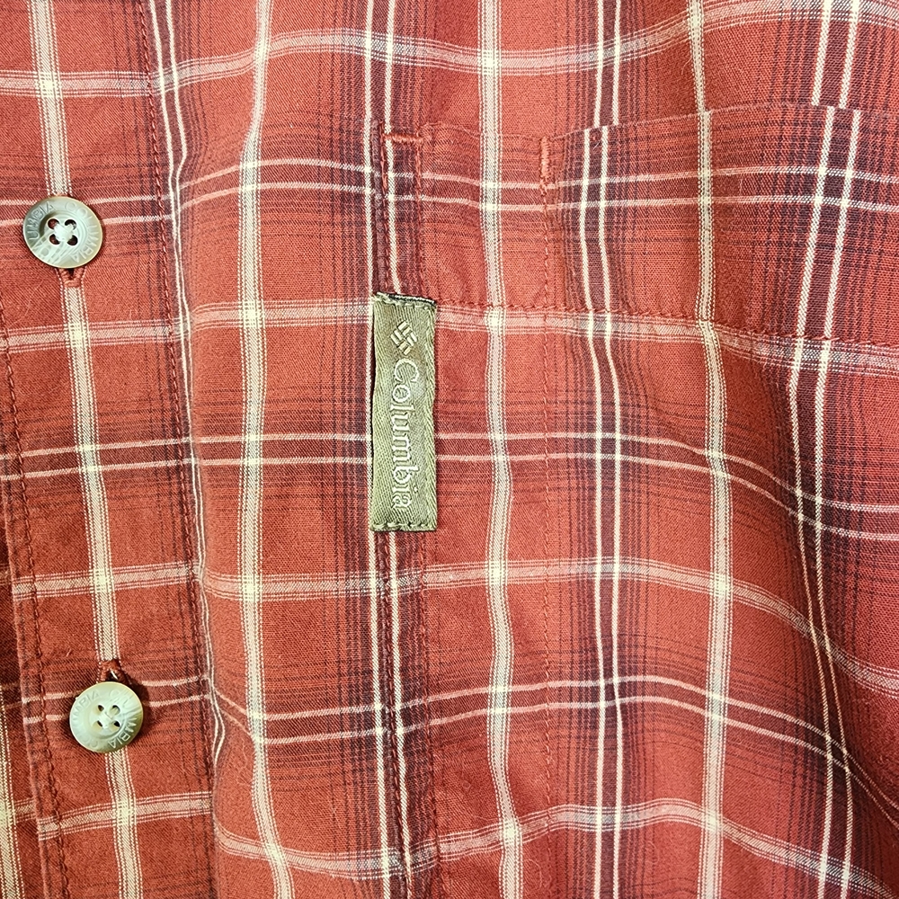 Columbia Plaid Long Sleeve Red/White Button-Down Shirt Men's M - Picture 4 of 10